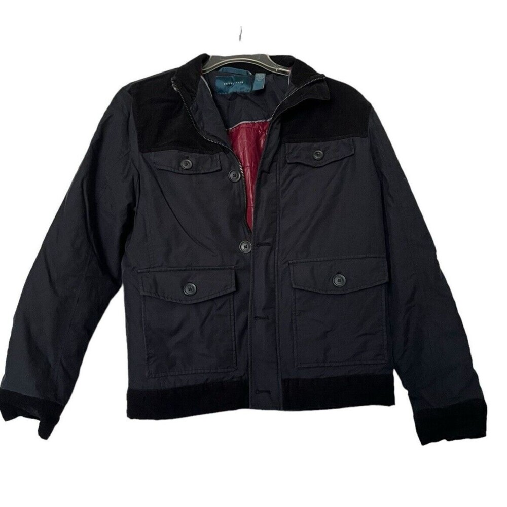 Perry Ellis Field Utility Jacket Full Zip Snap Front Inside Pockets Size Small